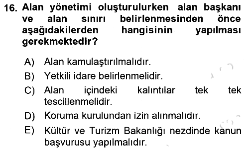 Arkeolojik Alan Yönetimi 2025-2026 Ara Sınav - 16. soru
