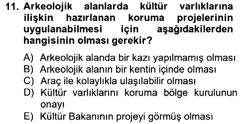 Arkeolojik Alan Yönetimi 2014-2015 Dönem Sonu Sınavı - 11. soru
