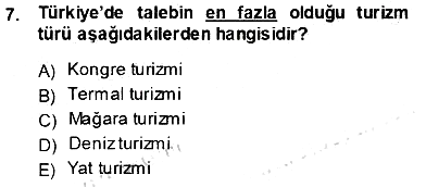 Genel Turizm Bilgisi 2013-2014 Ara Sınav - 7. soru
