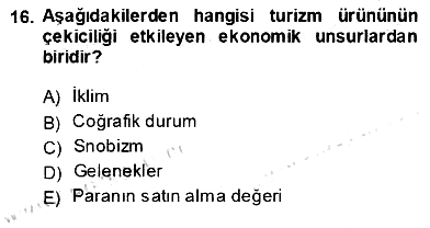 Genel Turizm Bilgisi 2013-2014 Ara Sınav - 16. soru