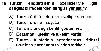 Genel Turizm Bilgisi 2013-2014 Ara Sınav - 19. soru