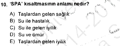 Genel Turizm Bilgisi 2014-2015 Ara Sınav - 10. soru