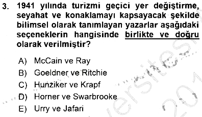 Genel Turizm Bilgisi 2015-2016 Ara Sınav - 3. soru