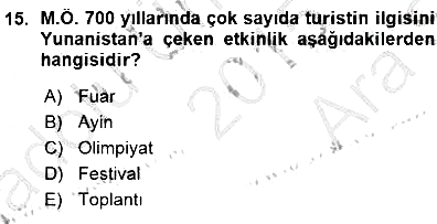 Genel Turizm Bilgisi 2015-2016 Ara Sınav - 15. soru