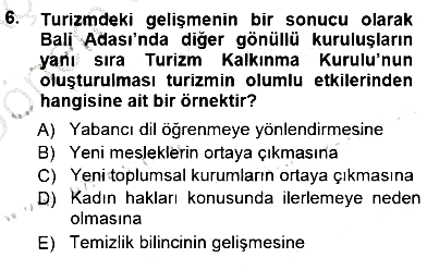 Genel Turizm Bilgisi 2012-2013 Dönem Sonu Sınavı - 6. soru