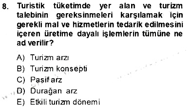 Genel Turizm Bilgisi 2013-2014 Tek Ders Sınavı - 8. soru