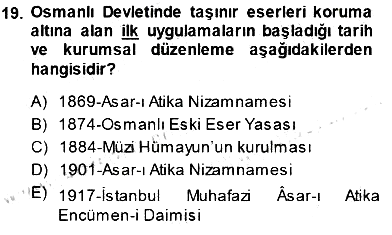Kültürel Miras Yönetimi 2014-2015 Ara Sınav - 19. soru