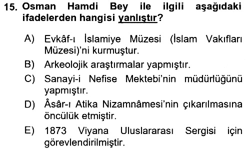 Müzecilik ve Sergileme 2016-2017 Ara Sınav - 15. soru
