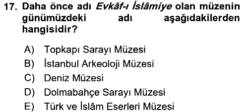 Müzecilik ve Sergileme 2016-2017 Ara Sınav - 17. soru