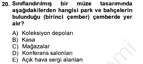 Müzecilik ve Sergileme 2013-2014 Dönem Sonu Sınavı - 20. soru