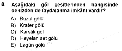 Turizm Coğrafyası 2012-2013 Ara Sınav - 8. soru