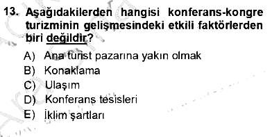 Turizm Coğrafyası 2012-2013 Ara Sınav - 13. soru