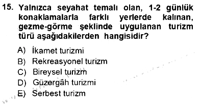 Turizm Coğrafyası 2012-2013 Ara Sınav - 15. soru