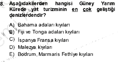 Turizm Coğrafyası 2013-2014 Ara Sınav - 8. soru