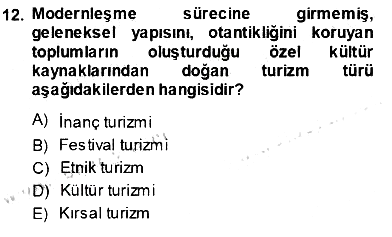 Turizm Coğrafyası 2013-2014 Ara Sınav - 12. soru