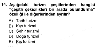 Turizm Coğrafyası 2014-2015 Ara Sınav - 14. soru
