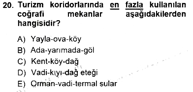 Turizm Coğrafyası 2014-2015 Ara Sınav - 20. soru