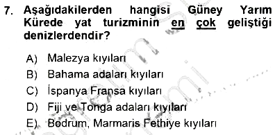 Turizm Coğrafyası 2015-2016 Ara Sınav - 7. soru