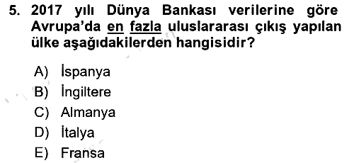 Turizm Coğrafyası 2023-2024 Ara Sınav - 5. soru