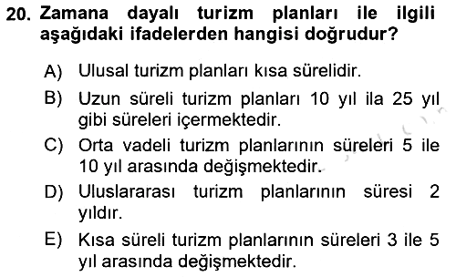 Turizm Coğrafyası 2023-2024 Ara Sınav - 20. soru