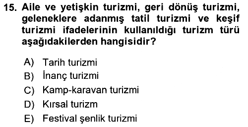 Turizm Coğrafyası 2024-2025 Ara Sınav - 15. soru
