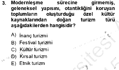 Turizm Coğrafyası 2014-2015 Dönem Sonu Sınavı - 3. soru