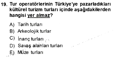 Turizm Coğrafyası 2014-2015 Dönem Sonu Sınavı - 19. soru