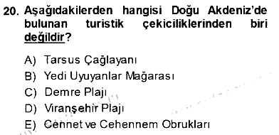 Turizm Coğrafyası 2014-2015 Dönem Sonu Sınavı - 20. soru