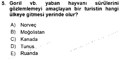 Turizm Coğrafyası 2015-2016 Dönem Sonu Sınavı - 5. soru