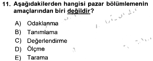 Turizm Pazarlaması 2016-2017 3 Ders Sınavı - 11. soru