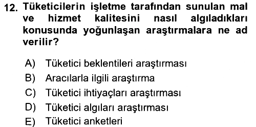 Turizm Pazarlaması 2016-2017 3 Ders Sınavı - 12. soru