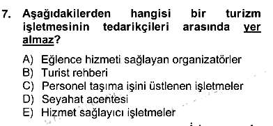 Turizm Pazarlaması 2012-2013 Ara Sınav - 7. soru