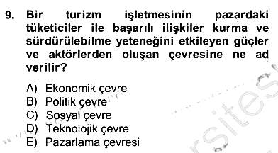 Turizm Pazarlaması 2012-2013 Ara Sınav - 9. soru