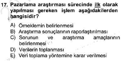 Turizm Pazarlaması 2012-2013 Ara Sınav - 17. soru