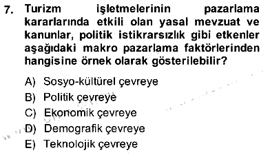 Turizm Pazarlaması 2013-2014 Ara Sınav - 7. soru