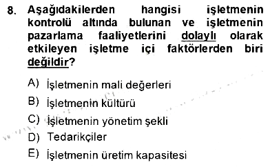 Turizm Pazarlaması 2014-2015 Ara Sınav - 8. soru