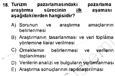 Turizm Pazarlaması 2014-2015 Ara Sınav - 18. soru