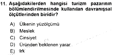 Turizm Pazarlaması 2015-2016 Ara Sınav - 11. soru