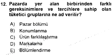 Turizm Pazarlaması 2015-2016 Ara Sınav - 12. soru