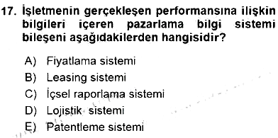 Turizm Pazarlaması 2015-2016 Ara Sınav - 17. soru
