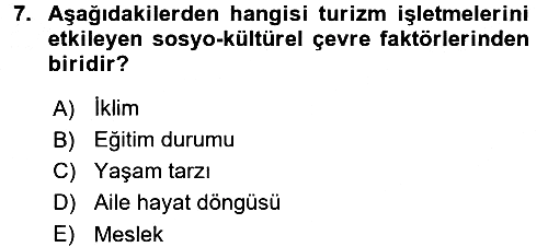 Turizm Pazarlaması 2016-2017 Ara Sınav - 7. soru
