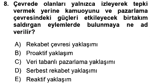 Turizm Pazarlaması 2016-2017 Ara Sınav - 8. soru