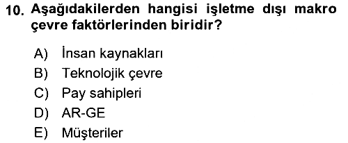 Turizm Pazarlaması 2017-2018 Ara Sınav - 10. soru
