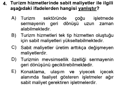 Turizm Pazarlaması 2018-2019 Ara Sınav - 4. soru