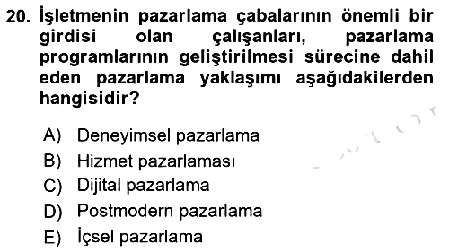 Turizm Pazarlaması 2021-2022 Ara Sınav - 20. soru