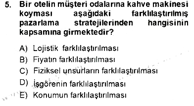 Turizm Pazarlaması 2014-2015 Dönem Sonu Sınavı - 5. soru