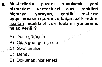 Turizm Pazarlaması 2014-2015 Dönem Sonu Sınavı - 8. soru