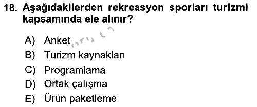 Turizm Pazarlaması 2018-2019 Yaz Okulu Sınavı - 18. soru