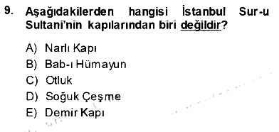 Türkiye´nin Kültürel Mirası 1 2013-2014 Ara Sınav - 9. soru