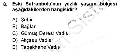 Türkiye´nin Kültürel Mirası 1 2014-2015 Dönem Sonu Sınavı - 8. soru